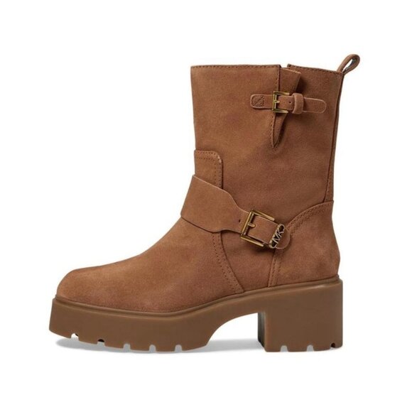 Michael Kors Womens Perry Brown Suede‎ Leather Platform Moto Boots size 8 - Picture 2 of 10